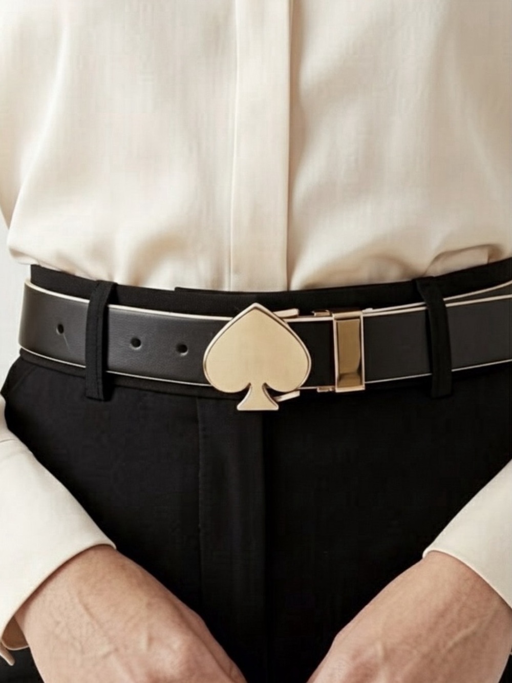 KATE SPADE NY Genuine Leather Twist Reversible Spade Buckle Belt--NWT--L/XL - Picture 5 of 8